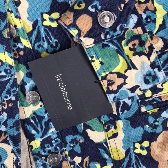 Liz Claiborne floral jean jacket NWT size lg - Picture 5 of 13